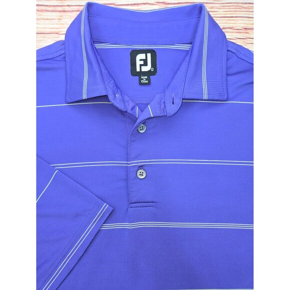 FOOTJOY FJ Men's Purple Striped Polo Golf Shirt Large - Picture 4 of 8